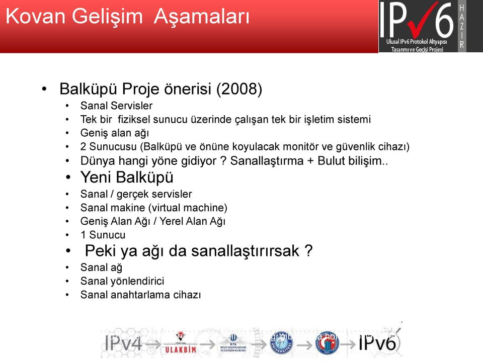 . Yeni Balküpü Sanal / gerçek servisler Sanal makine (virtual machine) Geniş Alan Ağı / Yerel Alan Ağı 1 Sunucu Peki ya ağı da sanallaştırırsak?