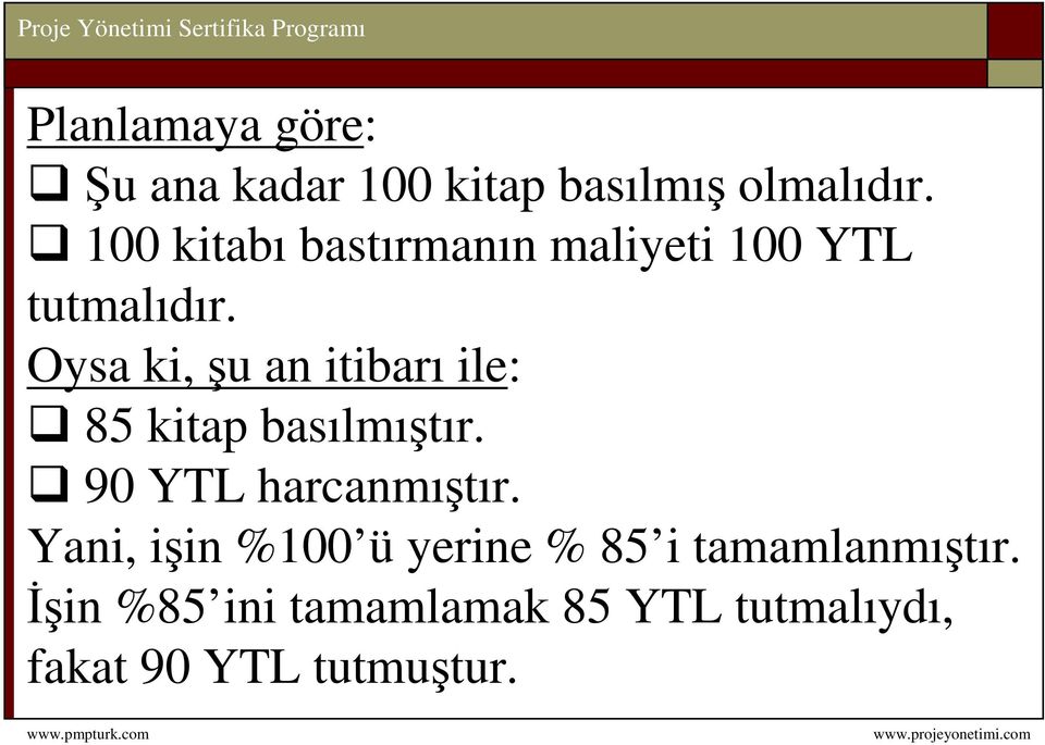 Oysa ki, şu an itibarı ile: 85 kitap basılmıştır. 90 YTL harcanmıştır.