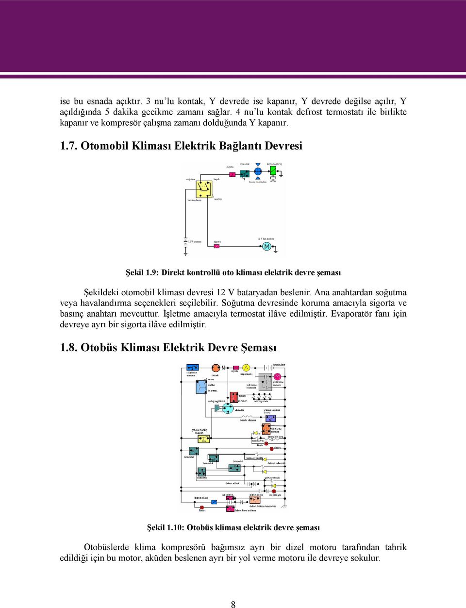 9: Direkt kontrollü oto kliması elektrik devre şeması Şekildeki otomobil kliması devresi 12 V bataryadan beslenir. Ana anahtardan soğutma veya havalandırma seçenekleri seçilebilir.