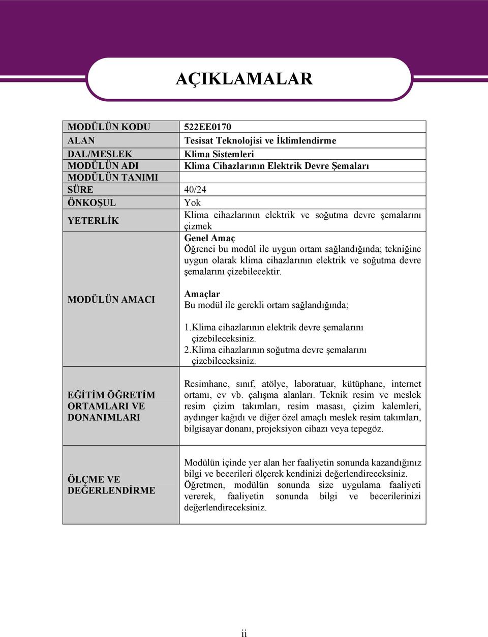 soğutma devre şemalarını çizebilecektir. MODÜLÜN AMACI Amaçlar Bu modül ile gerekli ortam sağlandığında; 1.Klima cihazlarının elektrik devre şemalarını çizebileceksiniz. 2.