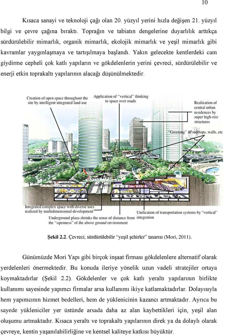 Yakın gelecekte kentlerdeki cam giydirme cepheli çok katlı yapıların ve gökdelenlerin yerini çevreci, sürdürülebilir ve enerji etkin toprakaltı yapılarının alacağı düşünülmektedir. ġekil 2.