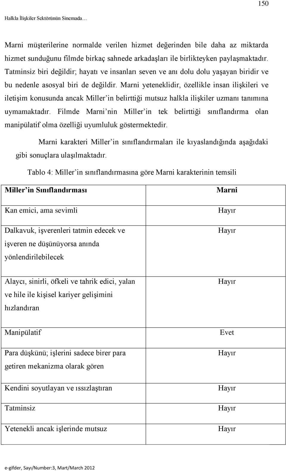 Marni yeteneklidir, özellikle insan ilişkileri ve iletişim konusunda ancak Miller in belirttiği mutsuz halkla ilişkiler uzmanı tanımına uymamaktadır.