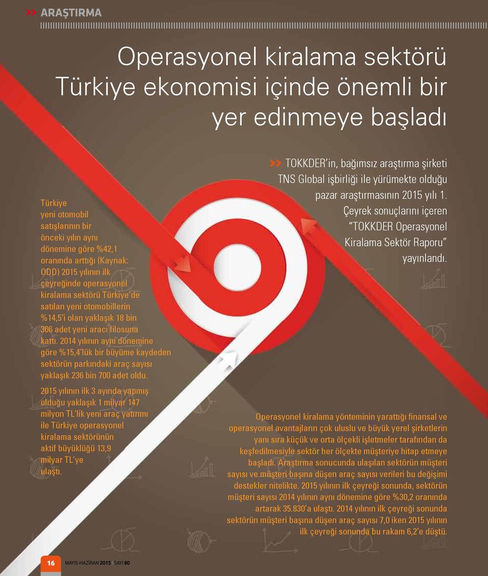 2014 yılının aynı dönemine göre %15,4 lük bir büyüme kaydeden sektörün parkındaki araç sayısı yaklaşık 236 bin 700 adet oldu.