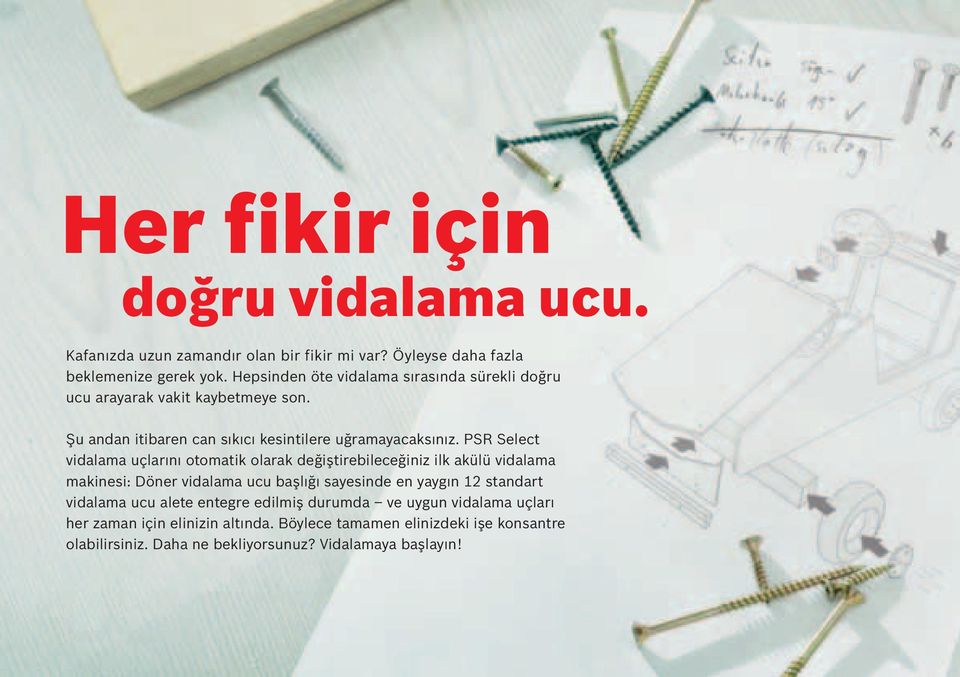 PSR Select vidalama uçlarını otomatik olarak değiştirebileceğiniz ilk akülü vidalama makinesi: Döner vidalama ucu başlığı sayesinde en yaygın 12 standart