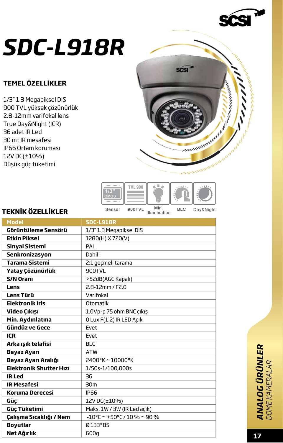 Day&Night Etkin Piksel Sinyal Sistemi Senkronizasyon Tarama Sistemi Yatay Çözünürlük S/N Oranı Türü Elektronik Iris Gündüz ve Gece ICR Arka ışık telafisi Beyaz Ayarı Beyaz Ayarı Aralığı