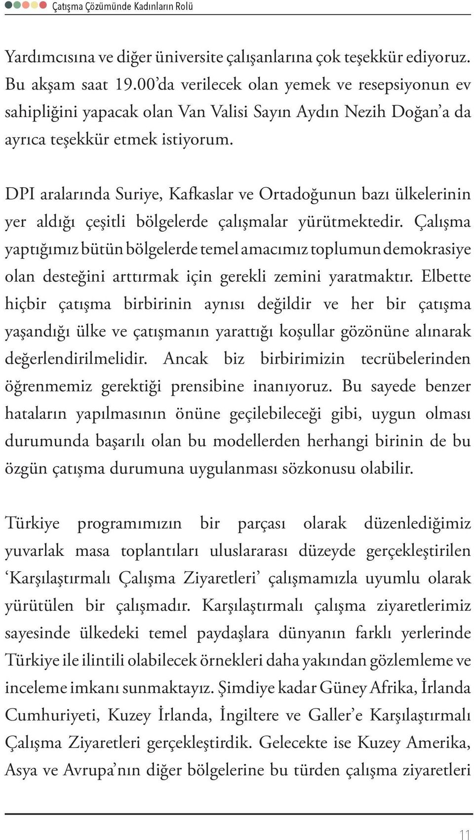 DPI aralarında Suriye, Kafkaslar ve Ortadoğunun bazı ülkelerinin yer aldığı çeşitli bölgelerde çalışmalar yürütmektedir.