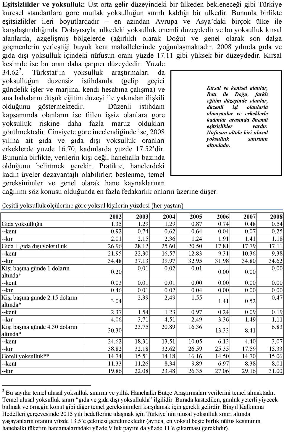 Dolayısıyla, ülkedeki yoksulluk önemli düzeydedir ve bu yoksulluk kırsal alanlarda, azgelişmiş bölgelerde (ağırlıklı olarak Doğu) ve genel olarak son dalga göçmenlerin yerleştiği büyük kent