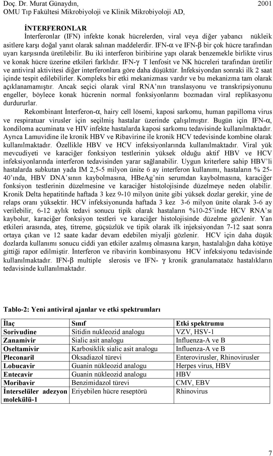 IFN-γ T lenfosit ve NK hücreleri tarafından üretilir ve antiviral aktivitesi diğer interferonlara göre daha düşüktür. İnfeksiyondan sonraki ilk 2 saat içinde tespit edilebilirler.