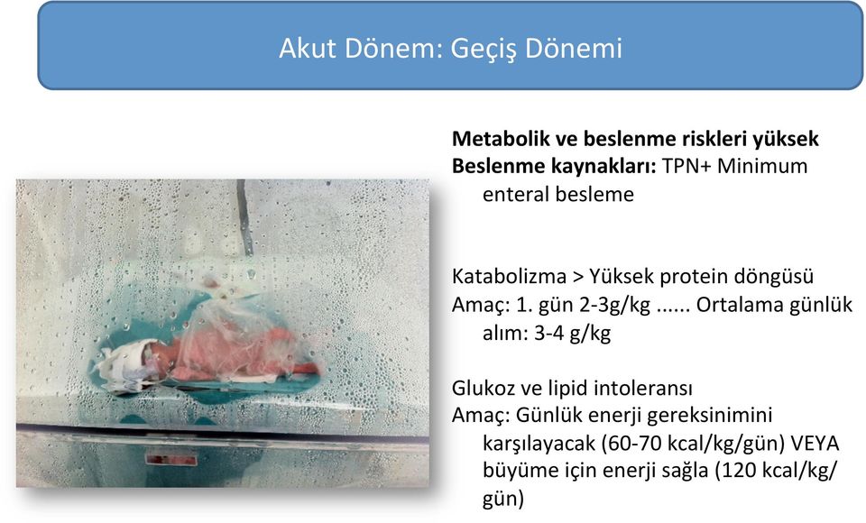 .. Ortalama günlük alım: 3-4 g/kg Glukoz ve lipid intoleransı Amaç: Günlük enerji