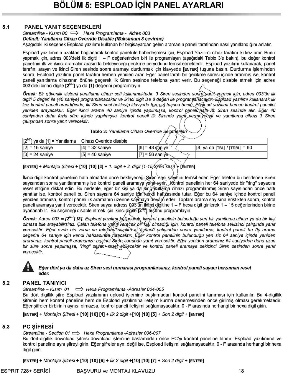 bilgisayardan gelen aramanın paneli tarafından nasıl yanıtlandığını anlatır. Espload yazılımının uzaktan bağlanarak kontrol paneli ile haberleşmesi için, Espload Yazılımı cihaz tarafını iki kez arar.