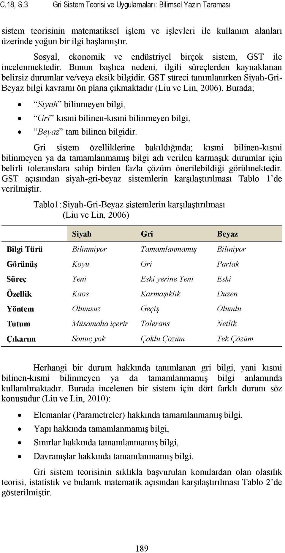 GST süreci tanımlanırken Siyah-Gri- Beyaz bilgi kavramı ön plana çıkmaktadır (Liu ve Lin, 2006). Burada; Siyah bilinmeyen bilgi, Gri kısmi bilinen-kısmi bilinmeyen bilgi, Beyaz tam bilinen bilgidir.