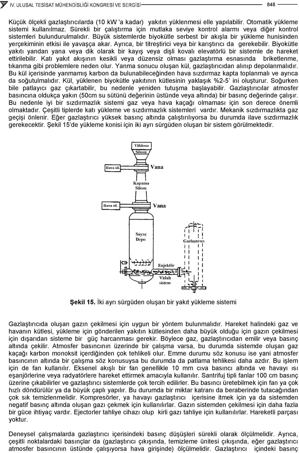 Büyük sistemlerde biyokütle serbest bir akışla bir yükleme hunisinden yerçekiminin etkisi ile yavaşça akar. Ayrıca, bir titreştirici veya bir karıştırıcı da gerekebilir.