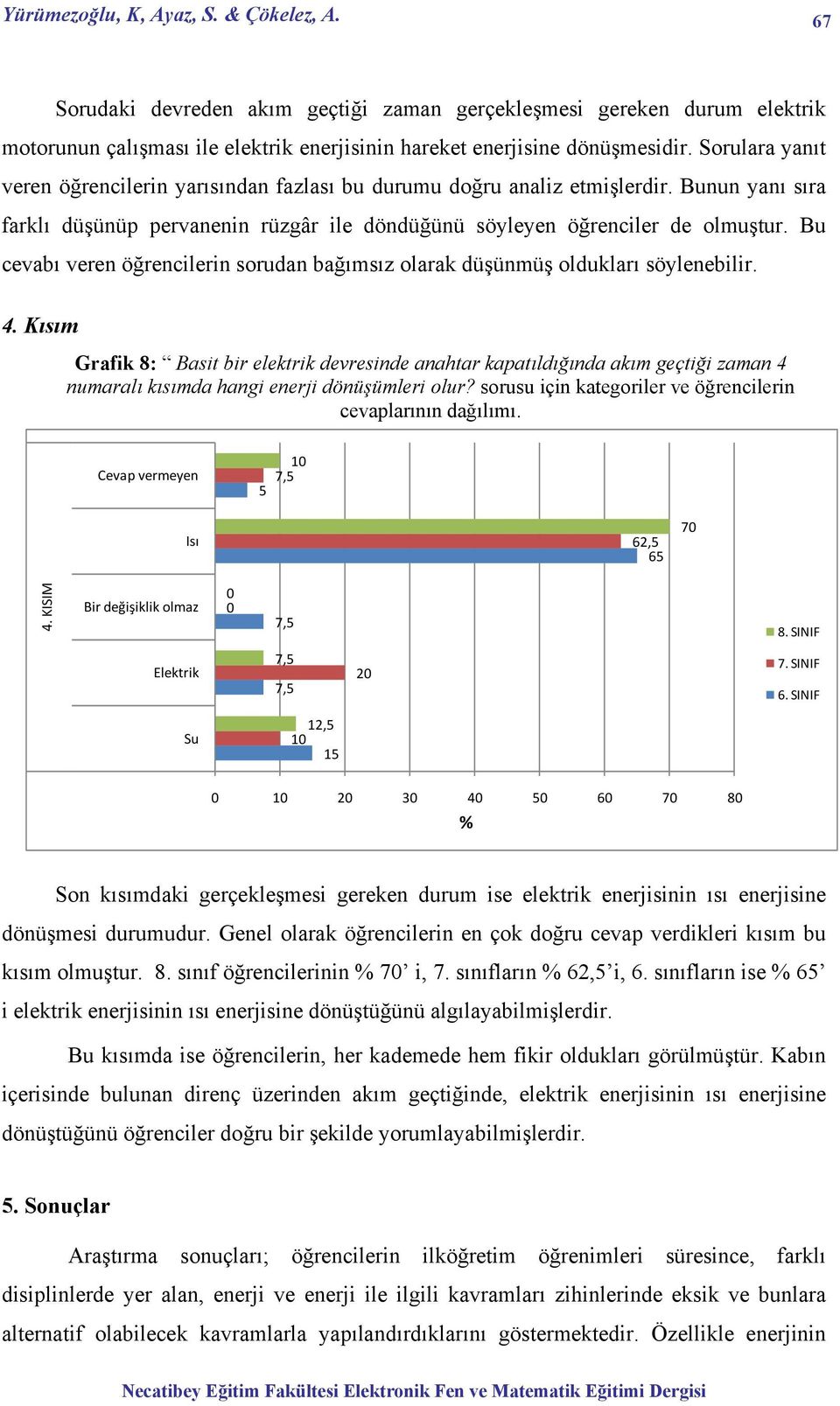 Bu cevabı veren öğrencilerin sorudan bağımsız olarak düşünmüş oldukları söylenebilir. 4.