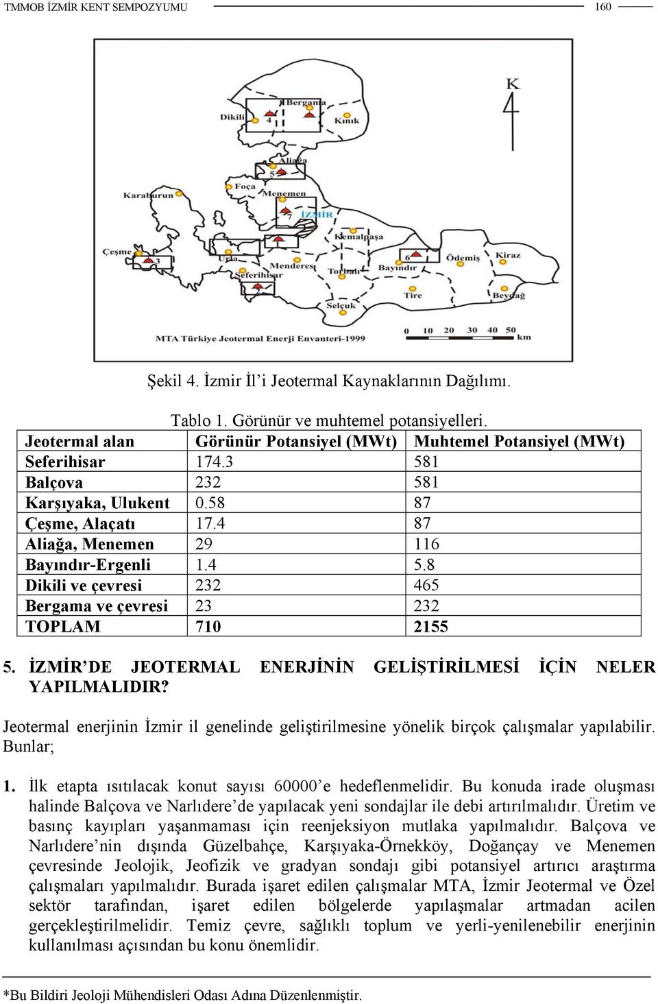 İZMİR DE JEOTERMAL ENERJİNİN GELİŞTİRİLMESİ İÇİN NELER YAPILMALIDIR? Jeotermal enerjinin İzmir il genelinde geliştirilmesine yönelik birçok çalışmalar yapılabilir. Bunlar; 1.