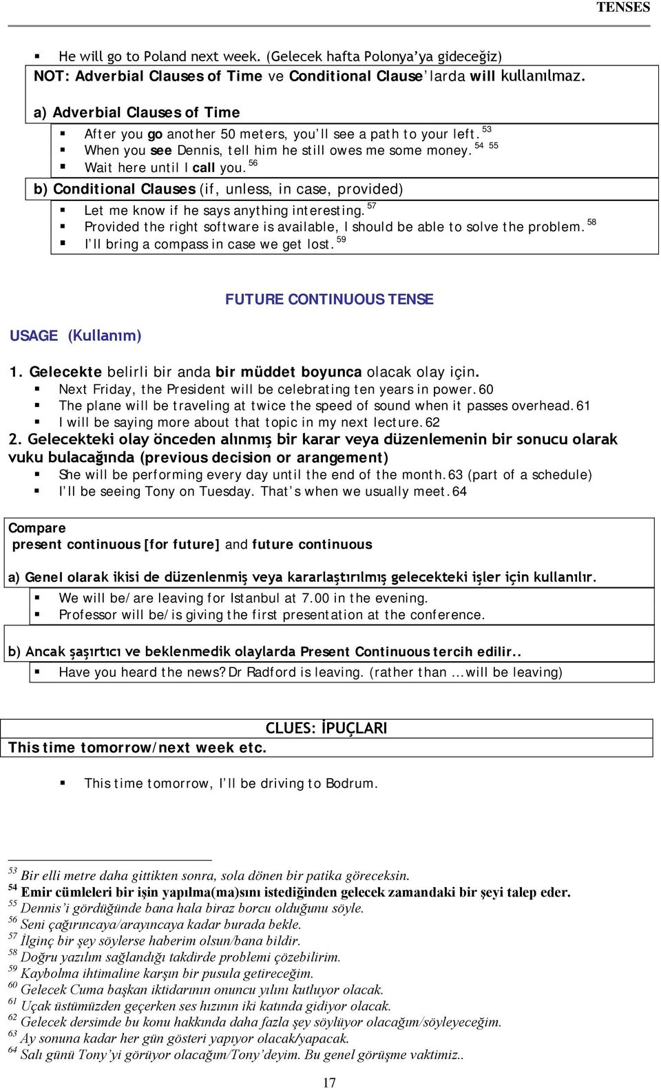 56 b) Conditional Clauses (if, unless, in case, provided) Let me know if he says anything interesting. 57 Provided the right software is available, I should be able to solve the problem.