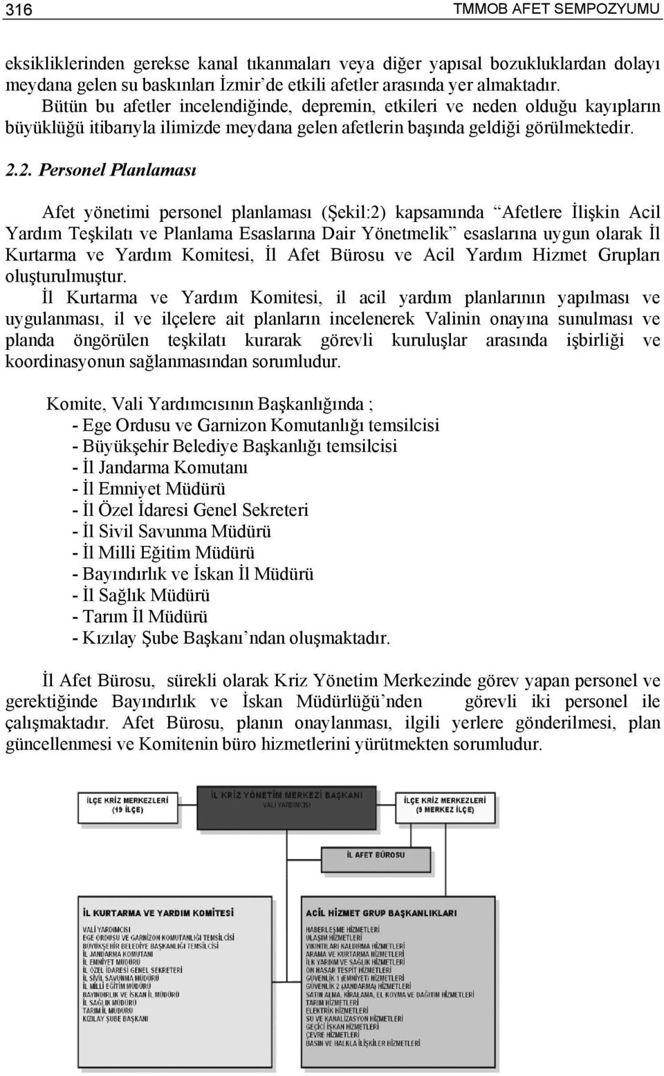 2. Personel Planlaması Afet yönetimi personel planlaması (Şekil:2) kapsamında Afetlere İlişkin Acil Yardım Teşkilatı ve Planlama Esaslarına Dair Yönetmelik esaslarına uygun olarak İl Kurtarma ve