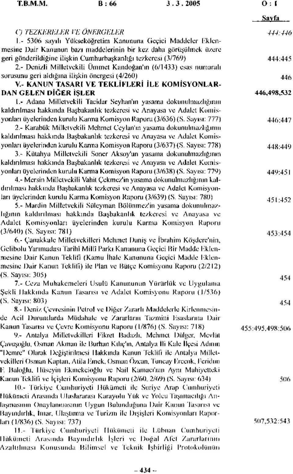 - Denizli Milletvekili Ümmet Kandoğan'ın (6/1433) esas numaralı sorusunu geri aldığına ilişkin önergesi (4/260) 445 V.- KANUN TASARI VE TEKLİKLERİ İLE KOMİSYONLAR DAN GELEN DİĞER İŞLER 446,498,532 1.