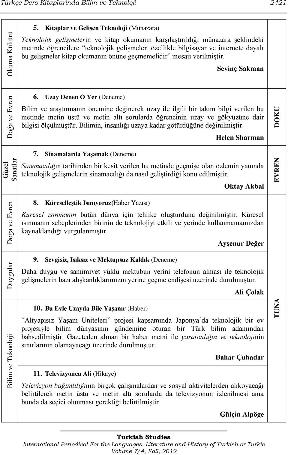 dayalı bu gelişmeler kitap okumanın önüne geçmemelidir mesajı verilmiştir. Sevinç Sakman 6.