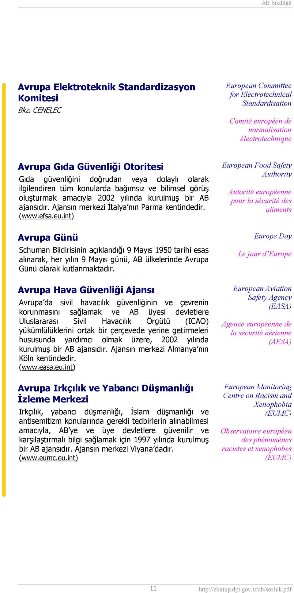 ilgilendiren tüm konularda bağımsız ve bilimsel görüş oluşturmak amacıyla 2002 yılında kurulmuş bir AB ajansıdır. Ajansın merkezi İtalya nın Parma kentindedir. (www.efsa.eu.