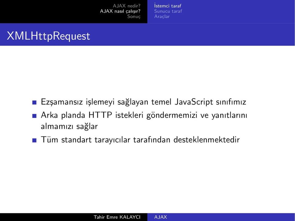 JavaScript sınıfımız Arka planda HTTP istekleri