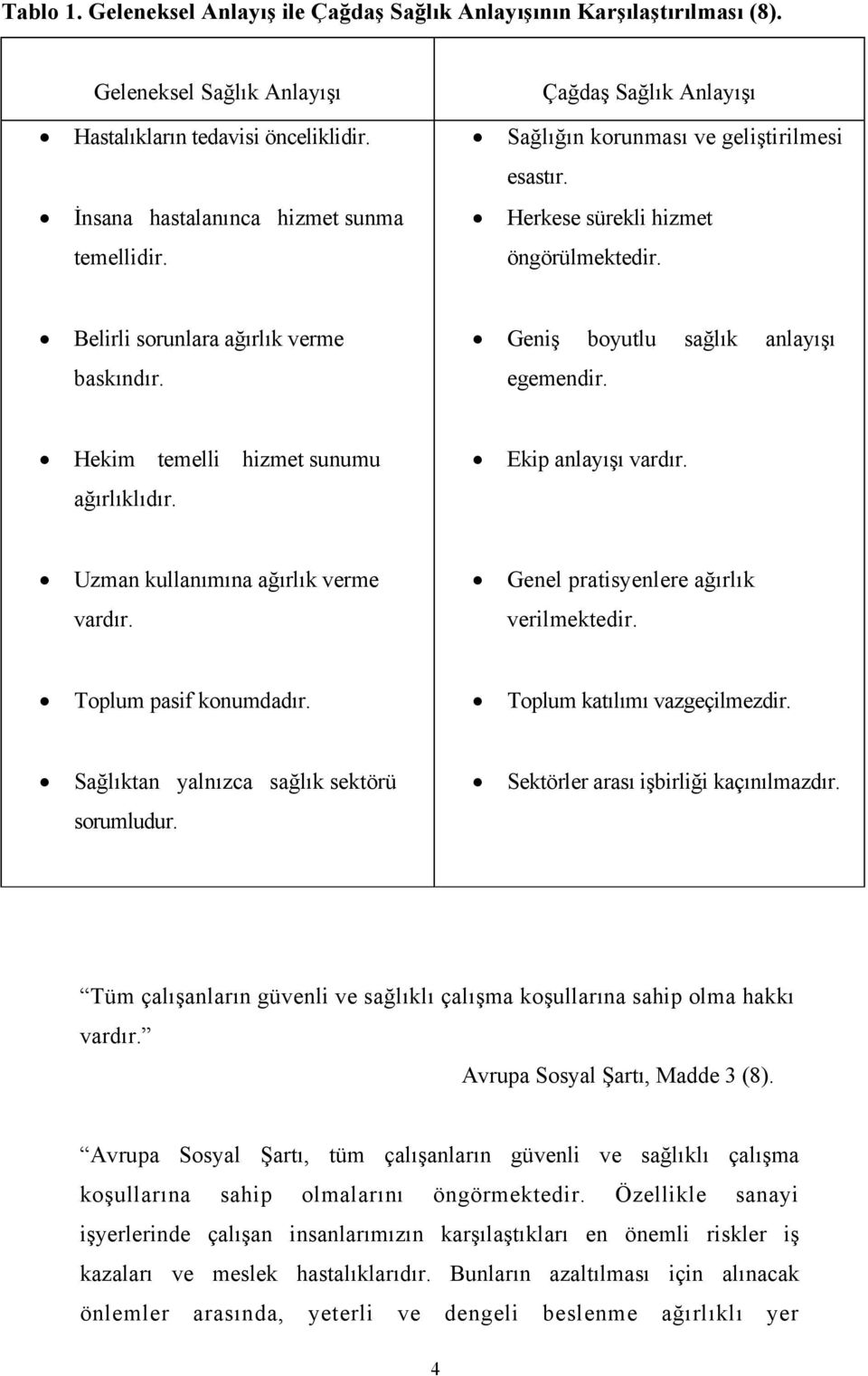 Hekim temelli hizmet sunumu ağırlıklıdır. Ekip anlayışı vardır. Uzman kullanımına ağırlık verme vardır. Genel pratisyenlere ağırlık verilmektedir. Toplum pasif konumdadır.