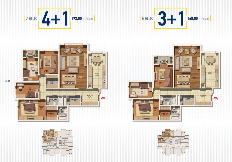 ANTRE & HOL 20,21 m2 ÇAMAŞIR ODASI 4,29 m2 GENEL BANYO 4,99 m2 EB. YATAK ODASI 17,10 m2 GİYİNME ODASI 4,56 m2 EB.