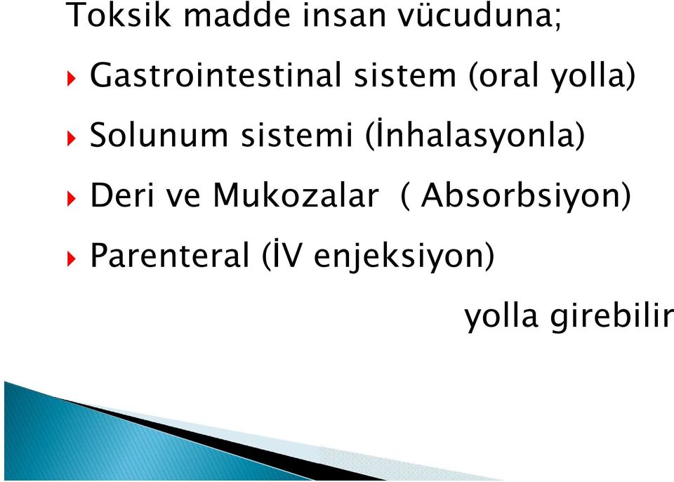 Solunum sistemi (İnhalasyonla) Deri ve