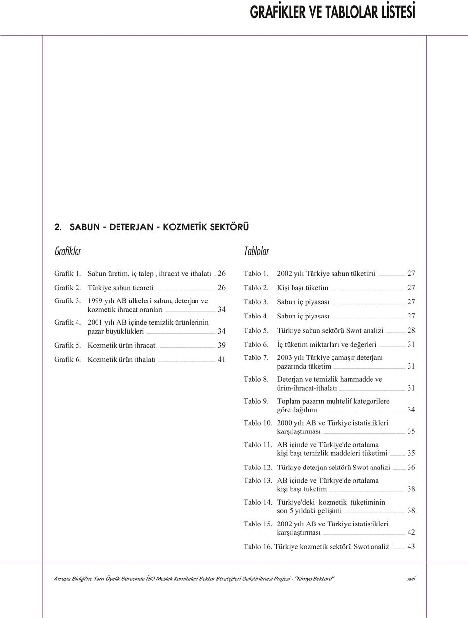 Kozmetik ürün ithalatý... 41 Tablolar Tablo 1. 2002 yýlý Türkiye sabun tüketimi... 27 Tablo 2. Kiþi baþý tüketim... 27 Tablo 3. Sabun iç piyasasý... 27 Tablo 4. Sabun iç piyasasý... 27 Tablo 5.