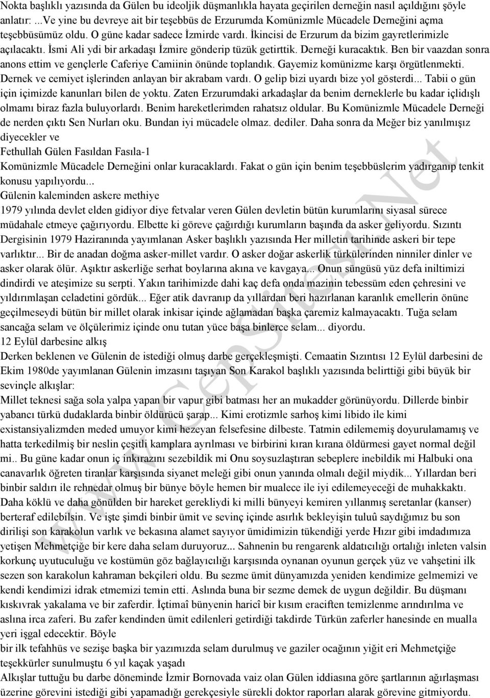 İsmi Ali ydi bir arkadaşı İzmire gönderip tüzük getirttik. Derneği kuracaktık. Ben bir vaazdan sonra anons ettim ve gençlerle Caferiye Camiinin önünde toplandık. Gayemiz komünizme karşı örgütlenmekti.