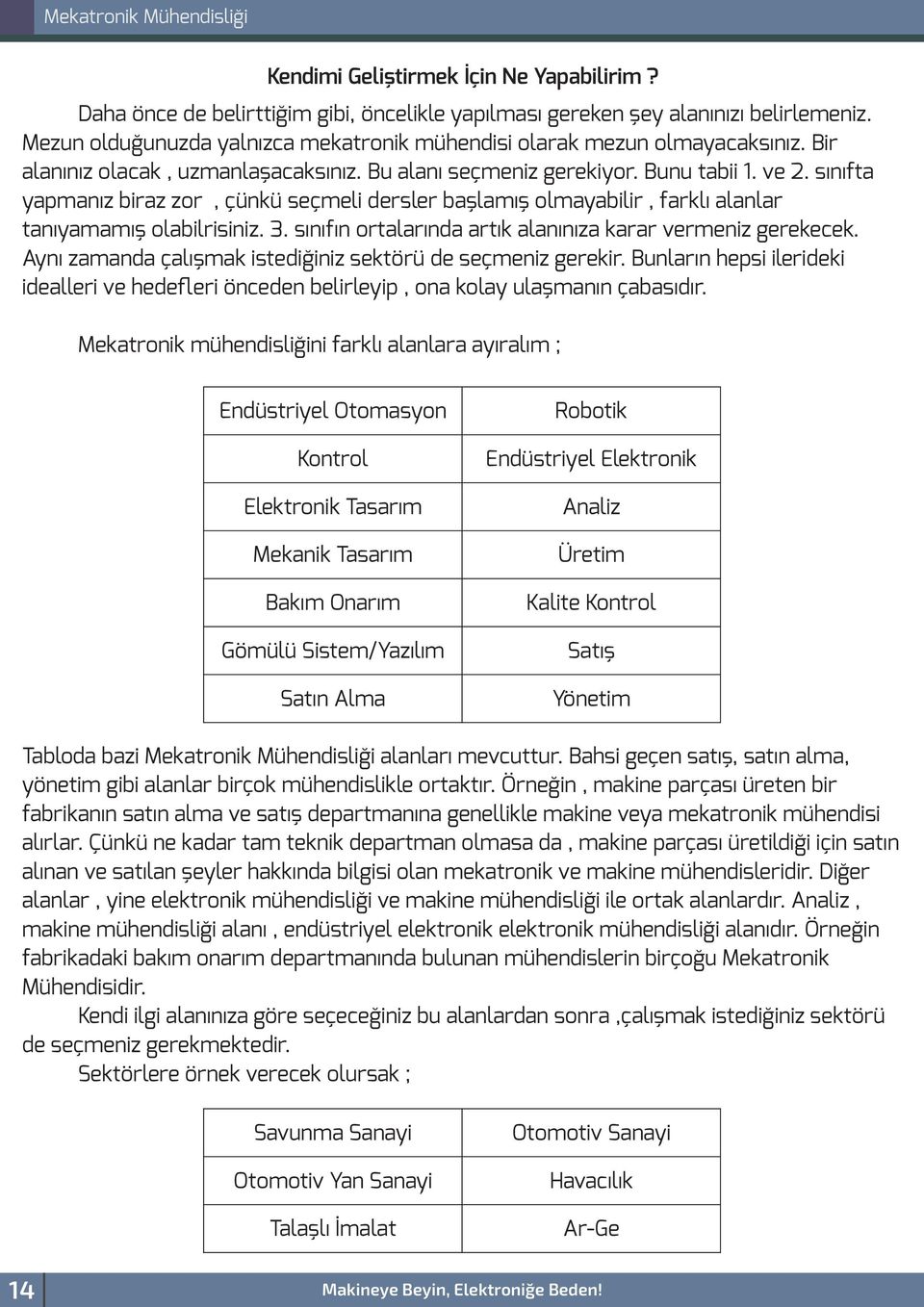 sınıfta yapmanız biraz zor, çünkü seçmeli dersler başlamış olmayabilir, farklı alanlar tanıyamamış olabilrisiniz. 3. sınıfın ortalarında artık alanınıza karar vermeniz gerekecek.