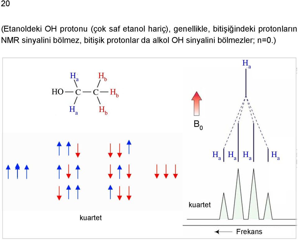 sinyalini bölmez, bitişik protonlar da alkol OH