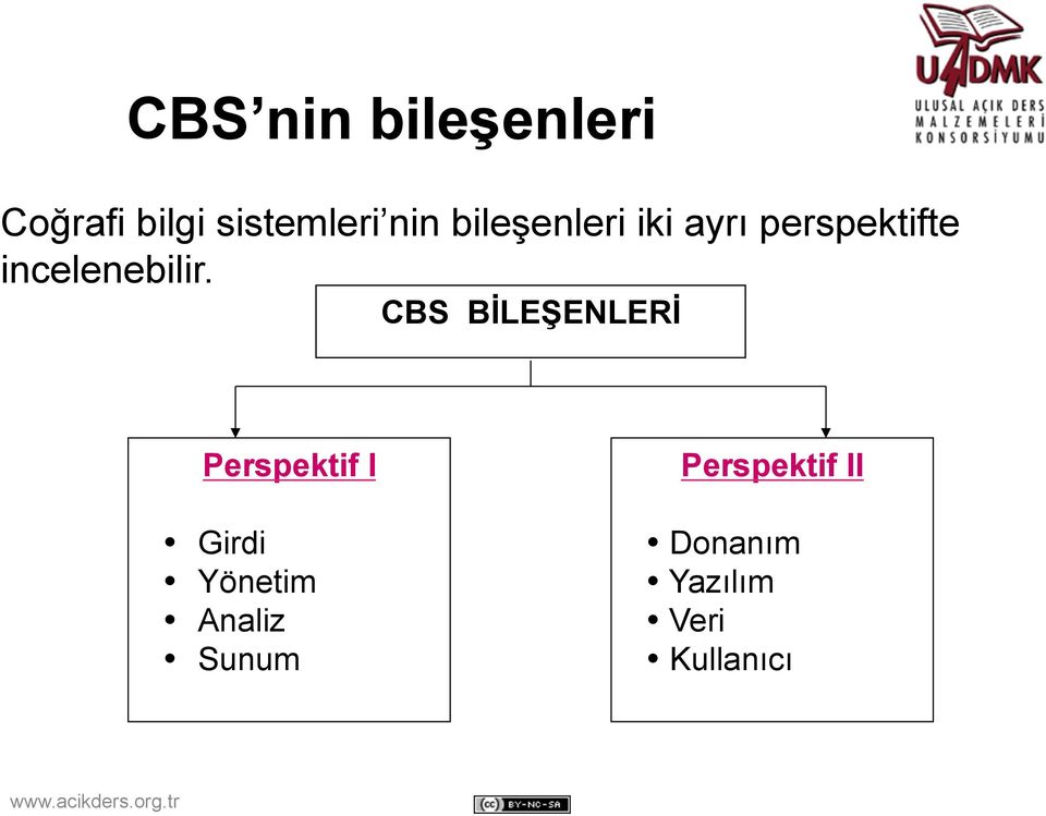 CBS BİLEŞENLERİ Perspektif I Girdi Yönetim Analiz