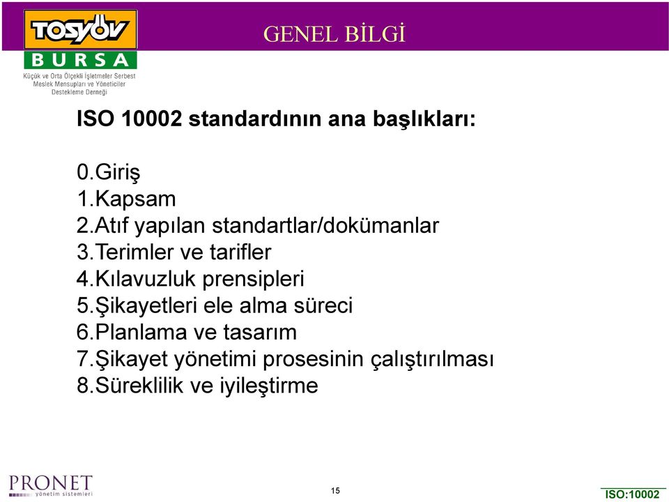 Kılavuzluk prensipleri 5.Şikayetleri ele alma süreci 6.