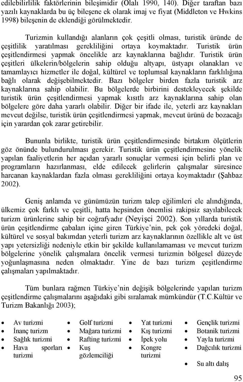 Turizmin kullandığı alanların çok çeşitli olması, turistik üründe de çeşitlilik yaratılması gerekliliğini ortaya koymaktadır. Turistik ürün çeşitlendirmesi yapmak öncelikle arz kaynaklarına bağlıdır.