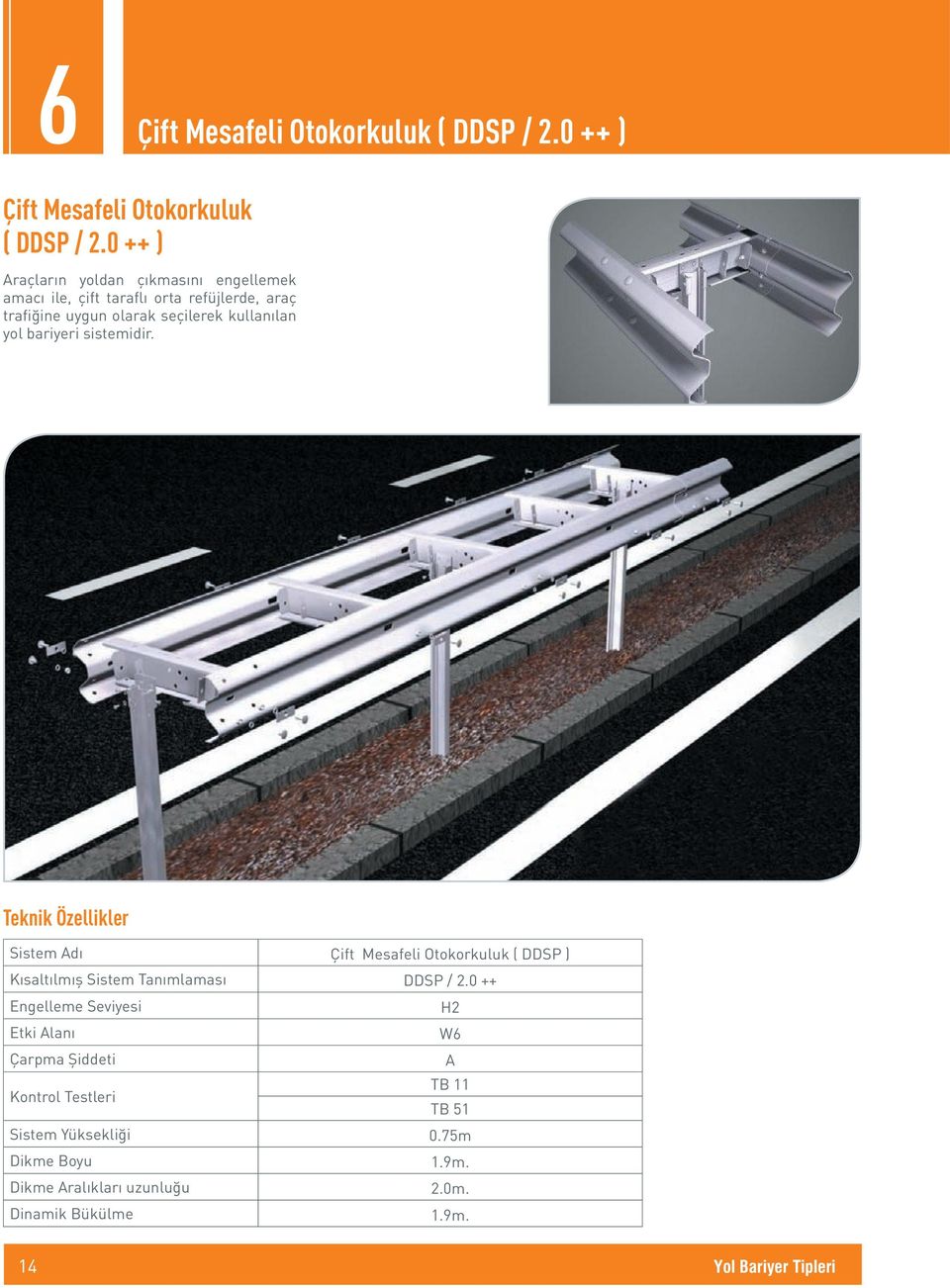 yol bariyeri sistemidir. Teknik Özellikler Sistem Adı Çift Mesafeli Otokorkuluk ( DDSP ) Kısaltılmış Sistem Tanımlaması DDSP / 2.