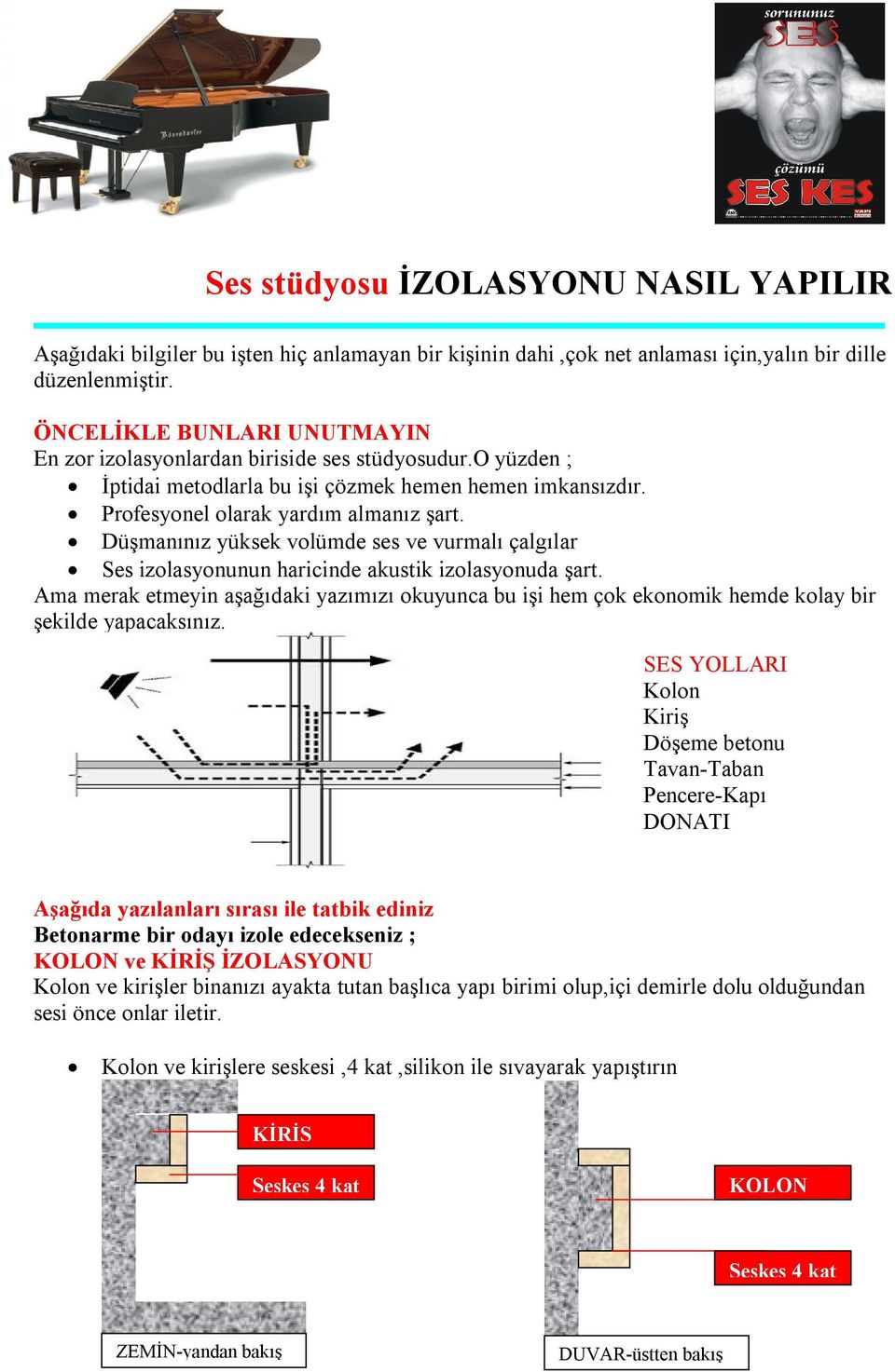 Düşmanınız yüksek volümde ses ve vurmalı çalgılar Ses izolasyonunun haricinde akustik izolasyonuda şart.