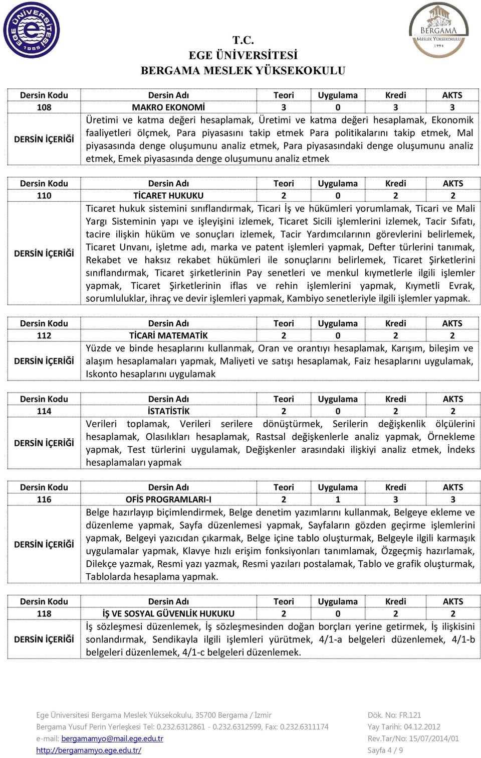 sınıflandırmak, Ticari İş ve hükümleri yorumlamak, Ticari ve Mali Yargı Sisteminin yapı ve işleyişini izlemek, Ticaret Sicili işlemlerini izlemek, Tacir Sıfatı, tacire ilişkin hüküm ve sonuçları