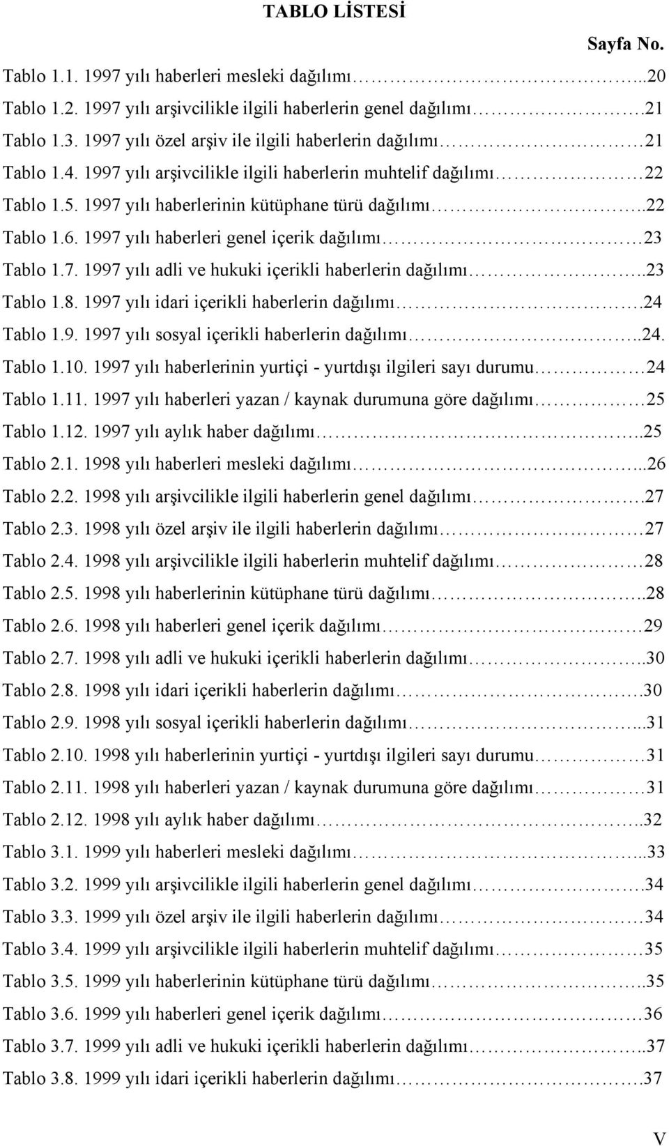 1997 yılı haberleri genel içerik dağılımı 23 Tablo 1.7. 1997 yılı adli ve hukuki içerikli haberlerin dağılımı..23 Tablo 1.8. 1997 yılı idari içerikli haberlerin dağılımı.24 Tablo 1.9. 1997 yılı sosyal içerikli haberlerin dağılımı.