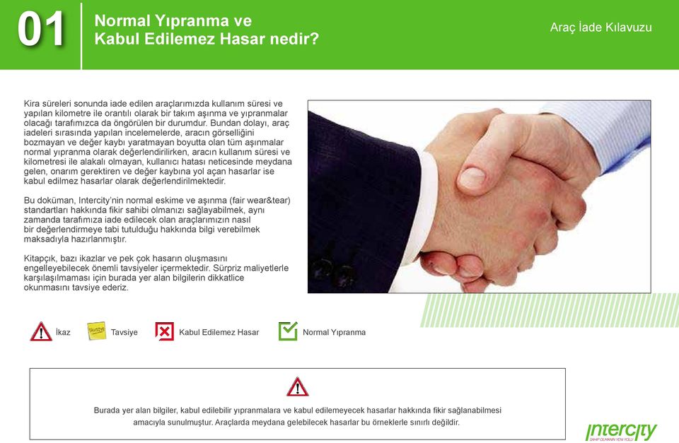 Bundan dolayı, araç iadeleri sırasında yapılan incelemelerde, aracın görselliğini bozmayan ve değer kaybı yaratmayan boyutta olan tüm aşınmalar normal yıpranma olarak değerlendirilirken, aracın