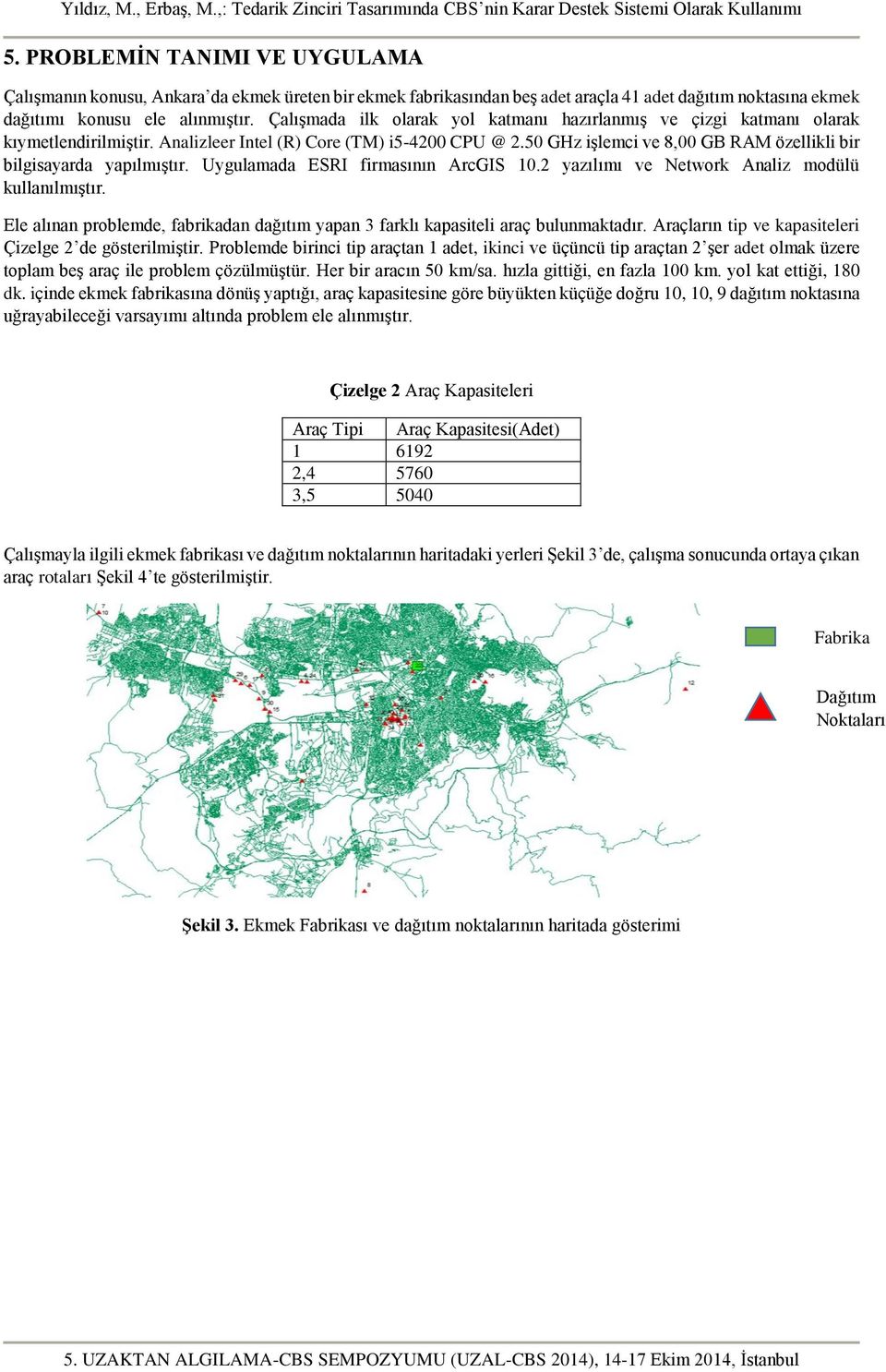 50 GHz işlemci ve 8,00 GB RAM özellikli bir bilgisayarda yapılmıştır. Uygulamada ESRI firmasının ArcGIS 10.2 yazılımı ve Network Analiz modülü kullanılmıştır.