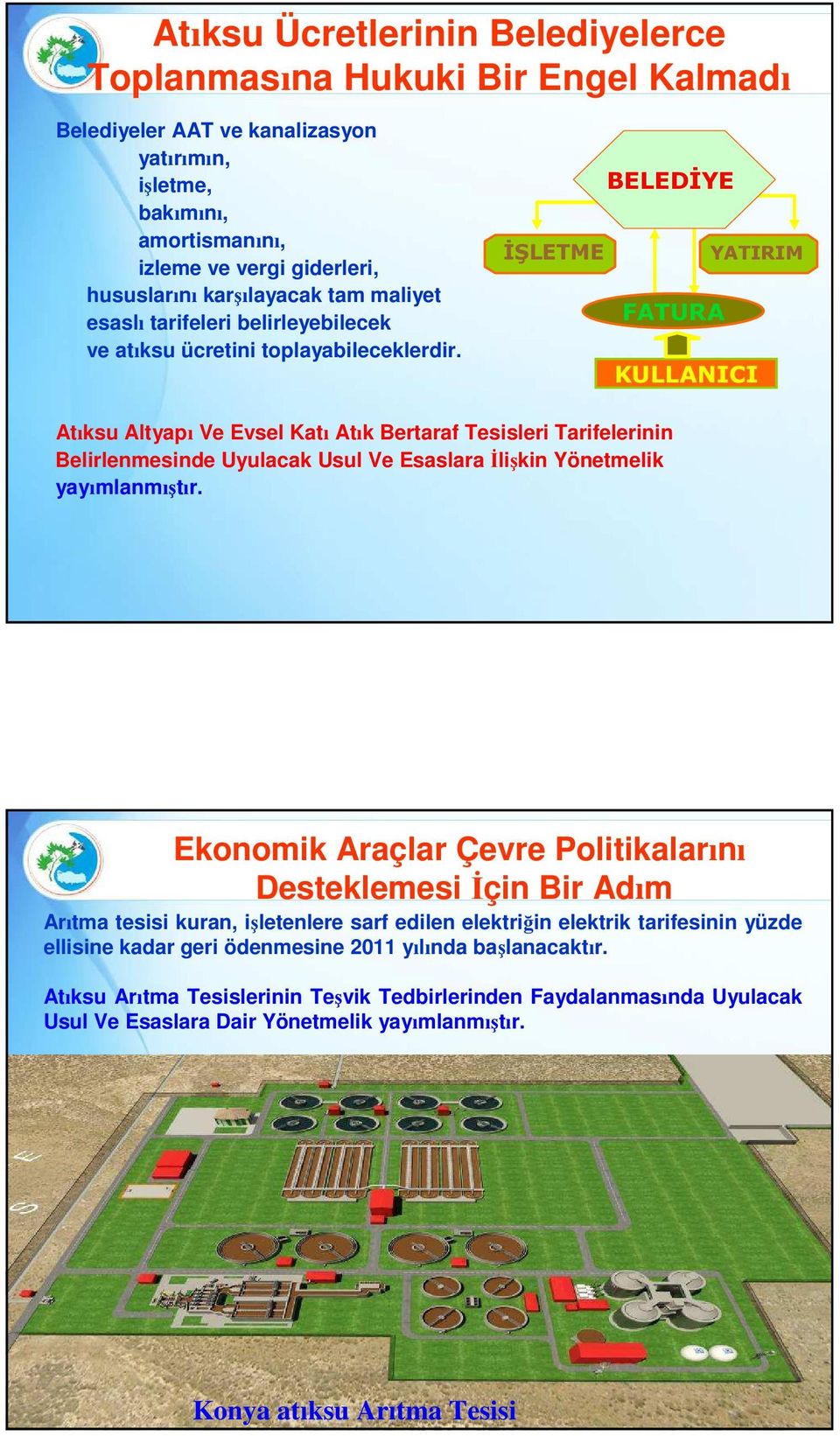 BELEDİYE İŞLETME YATIRIM FATURA KULLANICI Atıksu Altyapı Ve Evsel Katı Atık Bertaraf Tesisleri Tarifelerinin Belirlenmesinde Uyulacak Usul Ve Esaslara İlişkin Yönetmelik yayımlanmıştır.