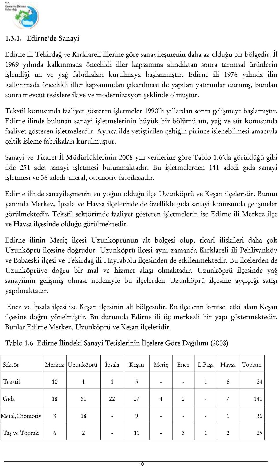 Edirne ili 1976 yılında ilin kalkınmada öncelikli iller kapsamından çıkarılması ile yapılan yatırımlar durmuş, bundan sonra mevcut tesislere ilave ve modernizasyon şeklinde olmuştur.