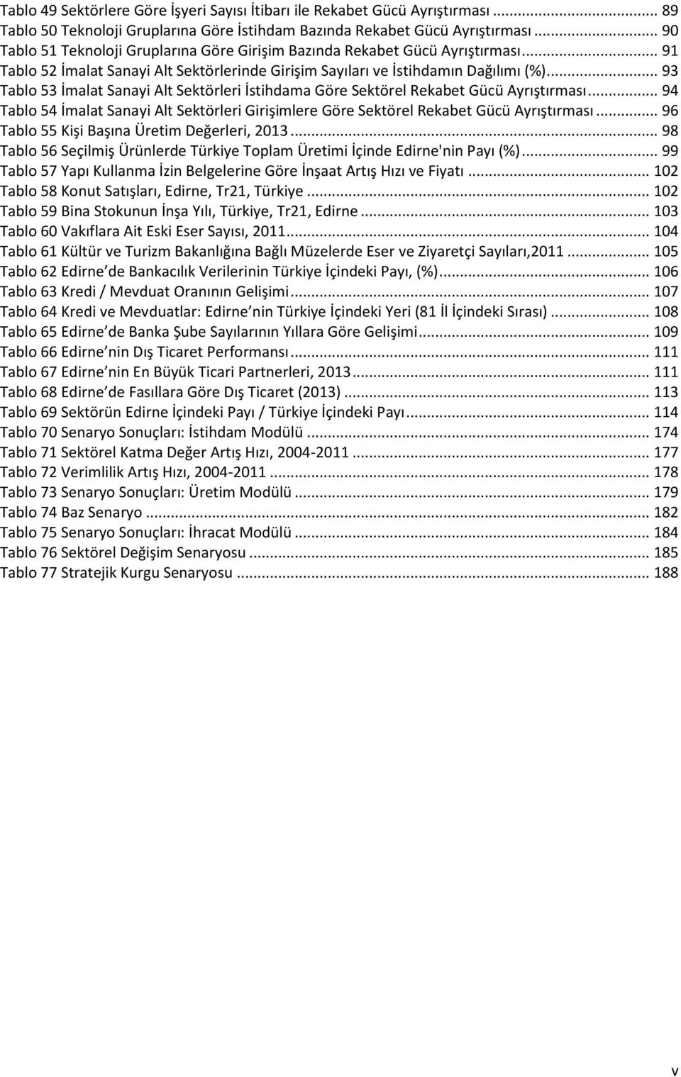.. 93 Tablo 53 İmalat Sanayi Alt Sektörleri İstihdama Göre Sektörel Rekabet Gücü Ayrıştırması... 94 Tablo 54 İmalat Sanayi Alt Sektörleri Girişimlere Göre Sektörel Rekabet Gücü Ayrıştırması.