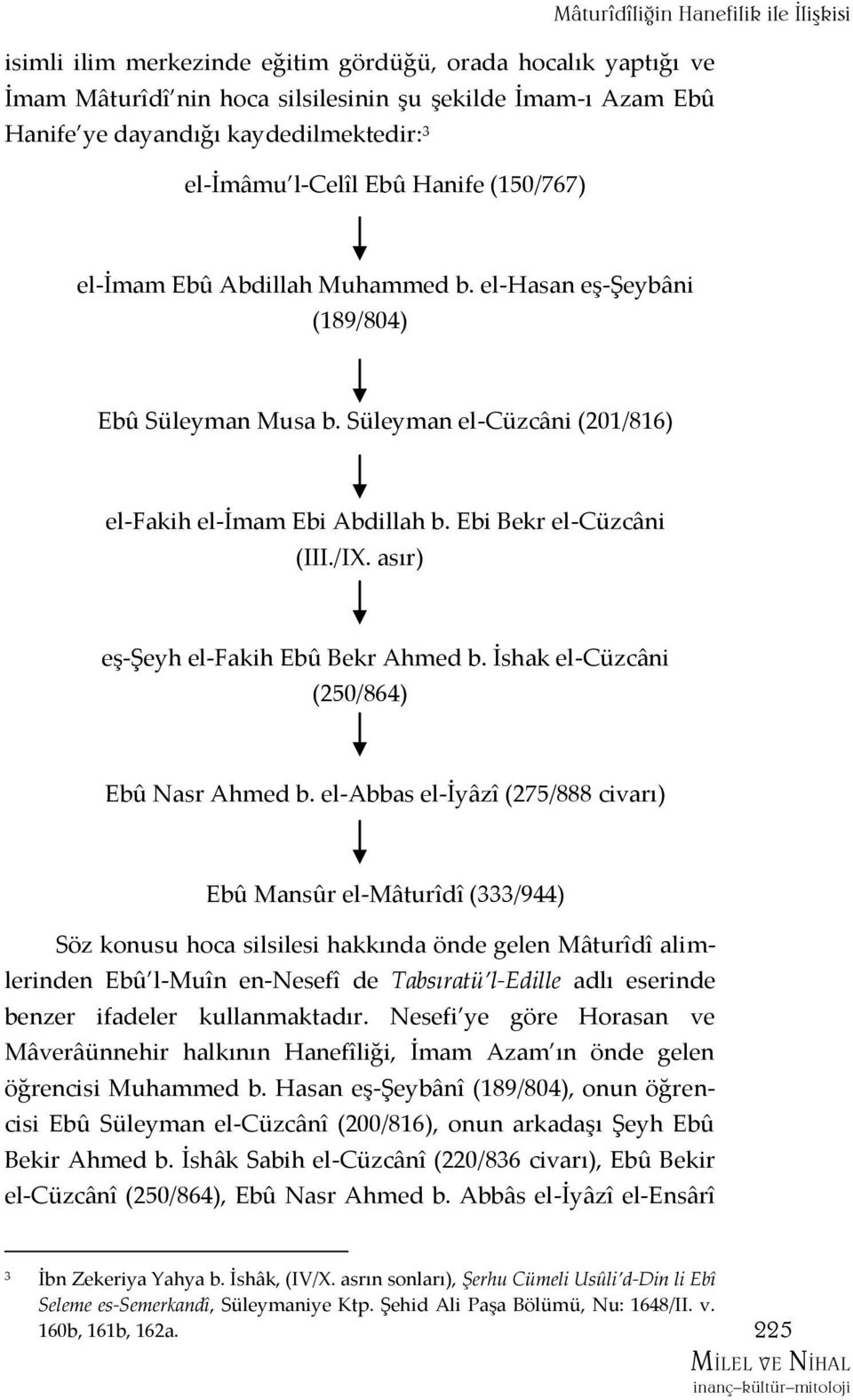 Süleyman el-cüzcâni (201/816) el-fakih el-imam Ebi Abdillah b. Ebi Bekr el-cüzcâni (III./IX. asır) eş-şeyh el-fakih Ebû Bekr Ahmed b. İshak el-cüzcâni (250/864) Ebû Nasr Ahmed b.
