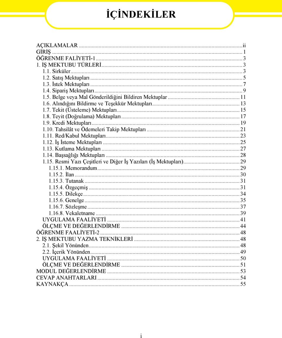 Tahsilât ve Ödemeleri Takip Mektupları...21 1.11. Red/Kabul Mektupları...23 1.12. İş İsteme Mektupları...25 1.13. Kutlama Mektupları...27 1.14. Başsağlığı Mektupları...28 1.15.