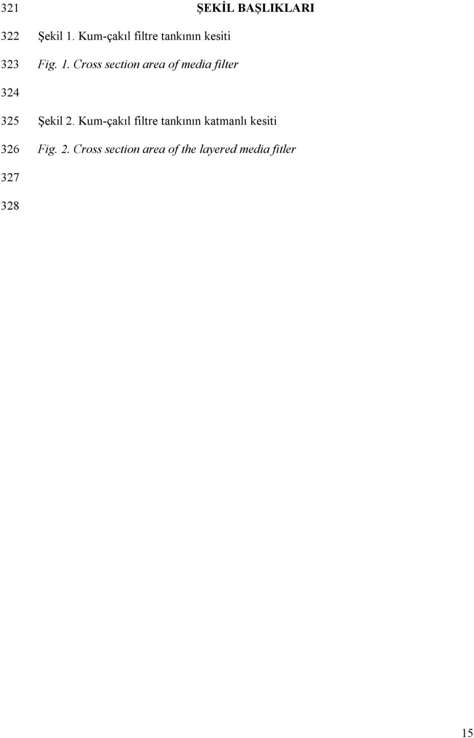 Cross section area of media filter ŞEKİL BAŞLIKLARI 324 325