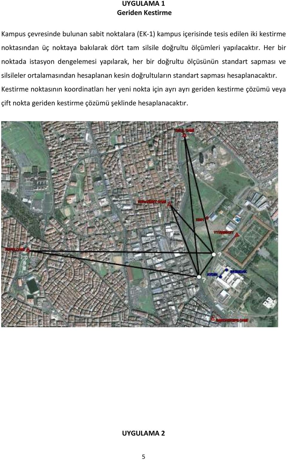 Her bir noktada istasyon dengelemesi yapılarak, her bir doğrultu ölçüsünün standart sapması ve silsileler ortalamasından hesaplanan kesin