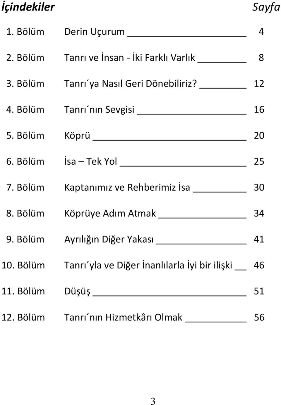 Bölüm İsa Tek Yol 25 7. Bölüm Kaptanımız ve Rehberimiz İsa 30 8. Bölüm Köprüye Adım Atmak 34 9.