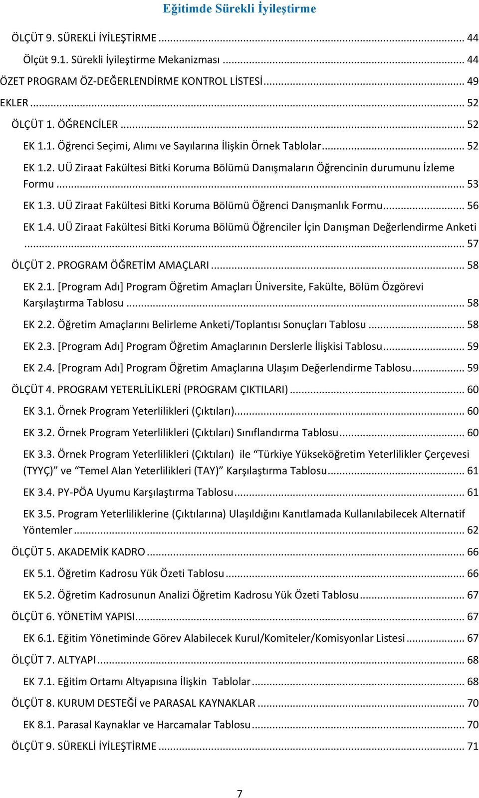 EK 1.3. UÜ Ziraat Fakültesi Bitki Koruma Bölümü Öğrenci Danışmanlık Formu... 56 EK 1.4. UÜ Ziraat Fakültesi Bitki Koruma Bölümü Öğrenciler İçin Danışman Değerlendirme Anketi... 57 ÖLÇÜT 2.