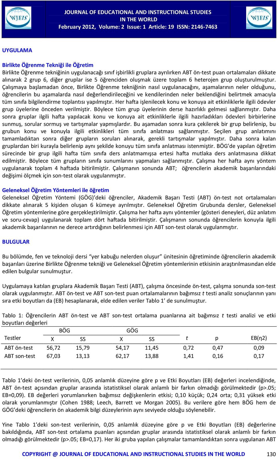 Çalışmaya başlamadan önce, Birlikte Öğrenme tekniğinin nasıl uygulanacağını, aşamalarının neler olduğunu, öğrencilerin bu aşamalarda nasıl değerlendirileceğini ve kendilerinden neler beklendiğini